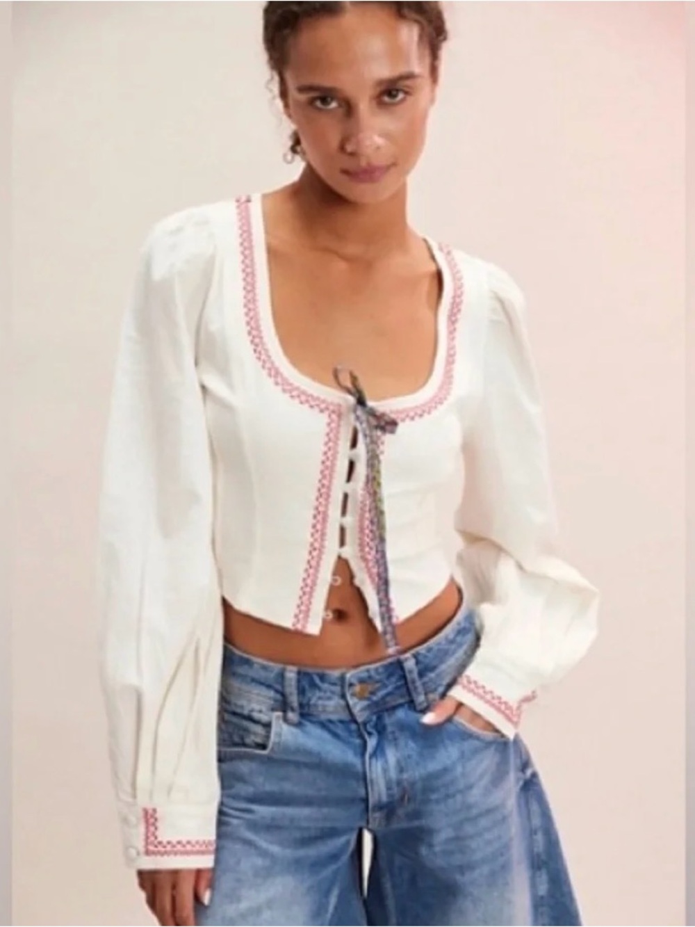 Free People Mada fitted peasant blouse-NWT - Picture 3 of 16